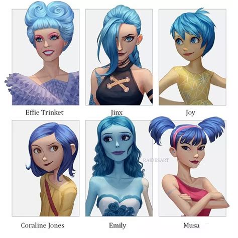 female blue hair characters